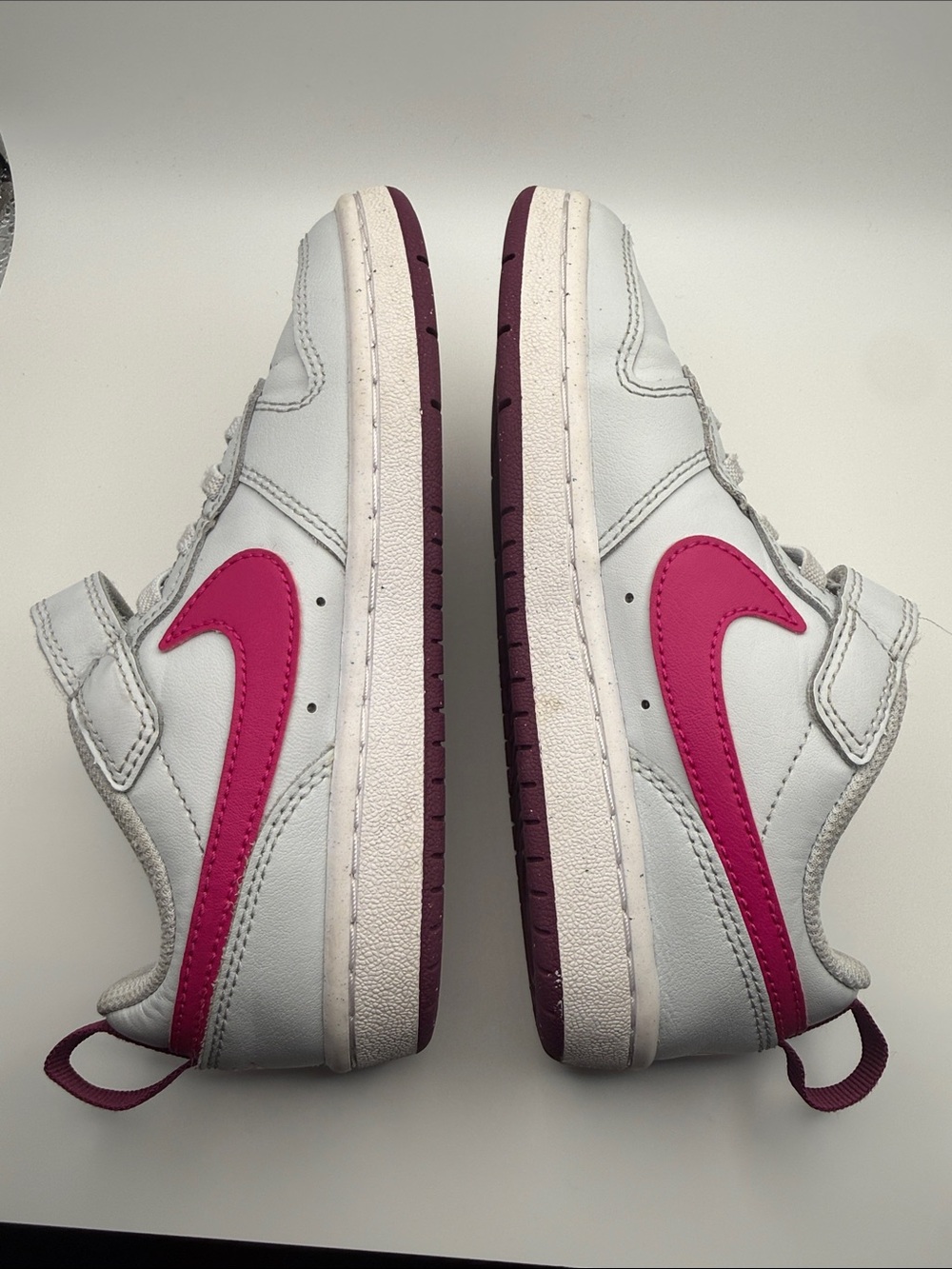 Nike Court Borough Low Recraft Kids Sneakers Gray Pink Athletic Shoes - Picture 7 of 11